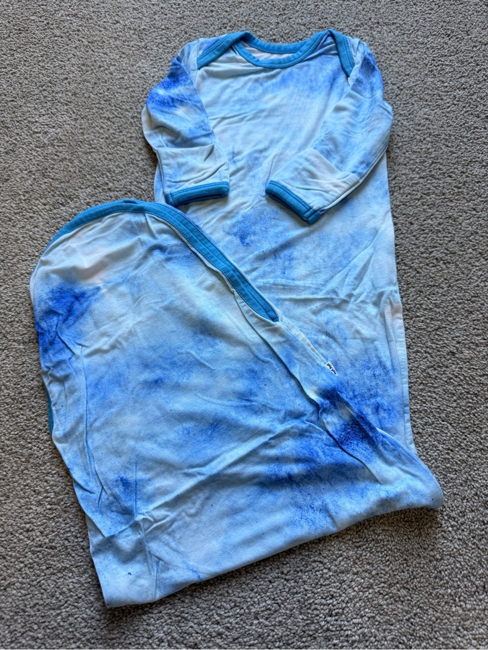 Little Sleepies Blue Tie-Dye Infant Sleep Gown Size NB